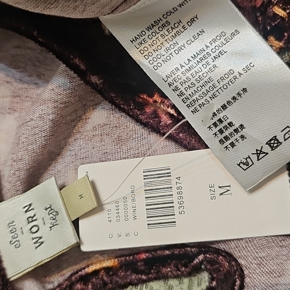 Anthropologie NWT Seen Worn Kept Floral Velvet Wine Peasant Top Medium - Picture 8 of 10